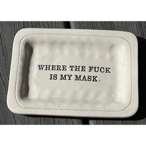 Where Is My Mask Trinket Dish Fu€^ Rectangle Ceramic